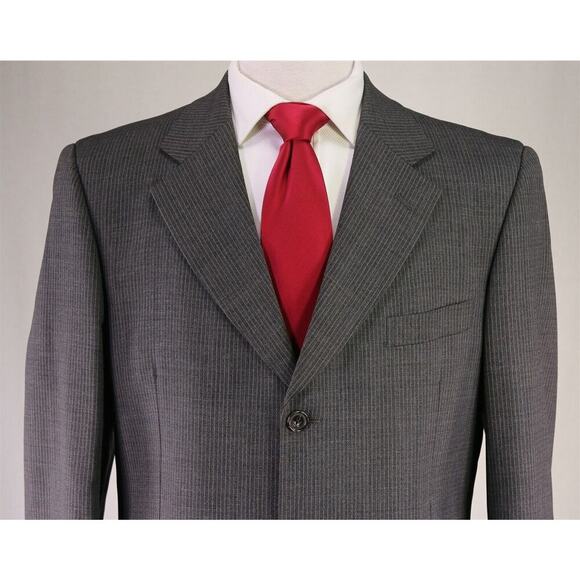 Paul Stuart Gray Thin Striped Wool Crepe 3-Btn Suit 40R - Picture 3 of 10
